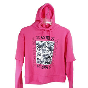 Vans Off the Wall Hoodie Sweatshirt Girls Size X-Small Pink Logo